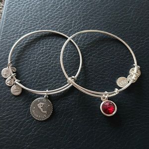 Alex and Ani garnet and Aquarius bracelets